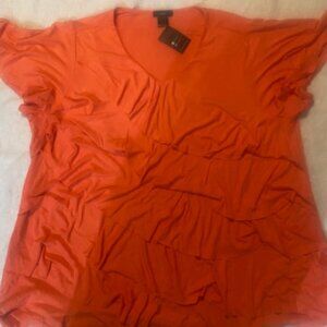 Leebe 3X Women's Coral Ruffle Short Sleeve T-Shirt